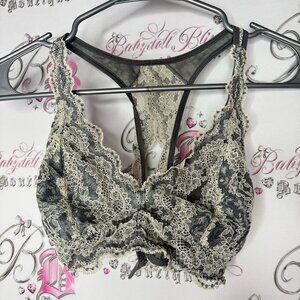 Black bow bra bralette grey cream white lace floral open criss cross back sexy